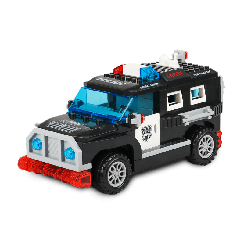 Đồ chơi lego xe cảnh sát có đèn tự di chuyển (màu đen)